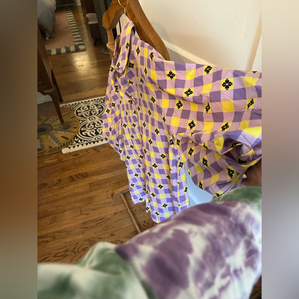 Purple and Yellow Checkered Women's Top by Beulah - Picture 4 of 5